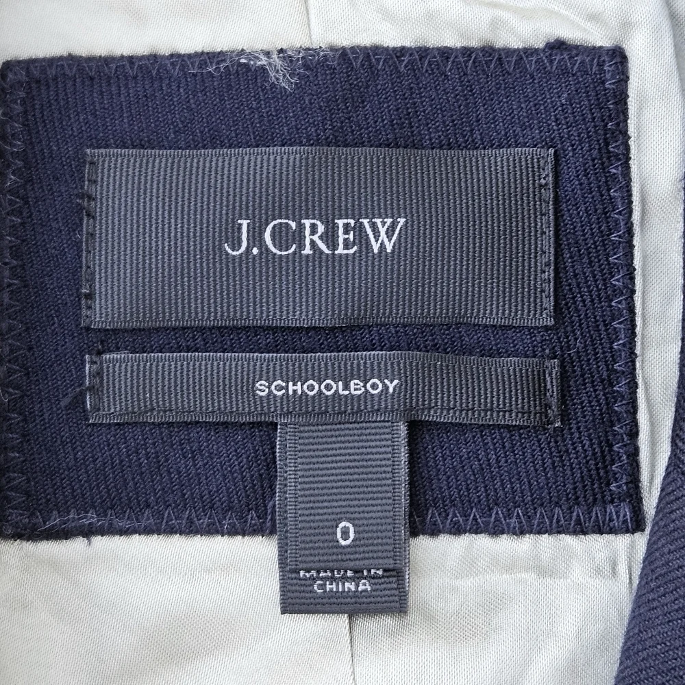 J. Crew Schoolboy Blazer Wool Double Pocket Navy Blue Gold Buttons Jacket Size 0